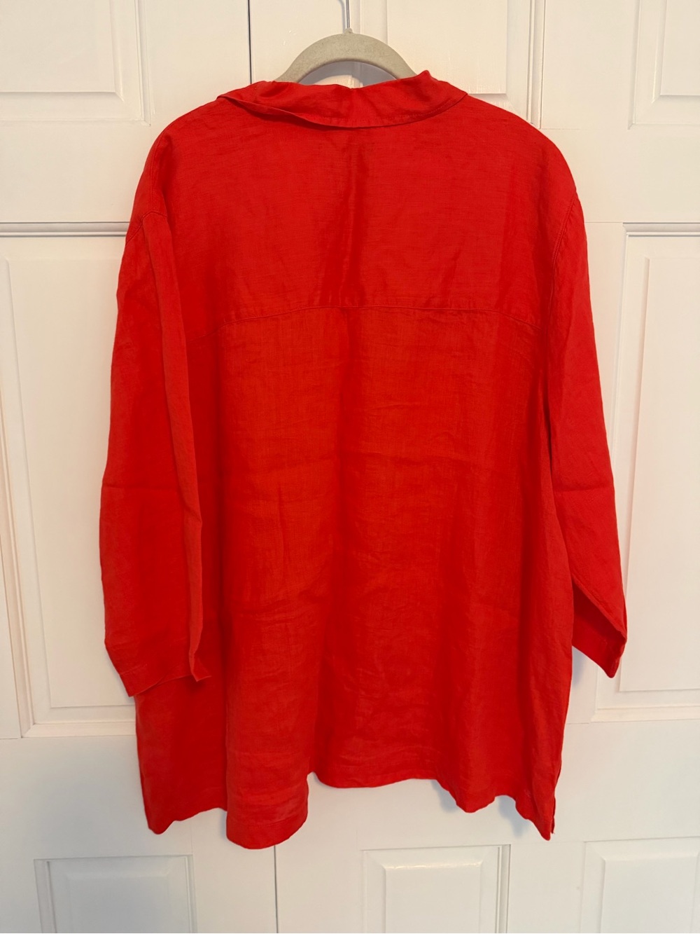 Tahari 100% Linen Tunic Top Women's 3X Red Popover Collared Shirt Plus Size - Picture 3 of 7